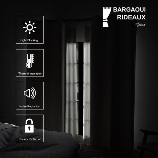 Rideaux Prêt à Poser avec Anneaux en Acier Bronze - Occultants Beige Lin Premium