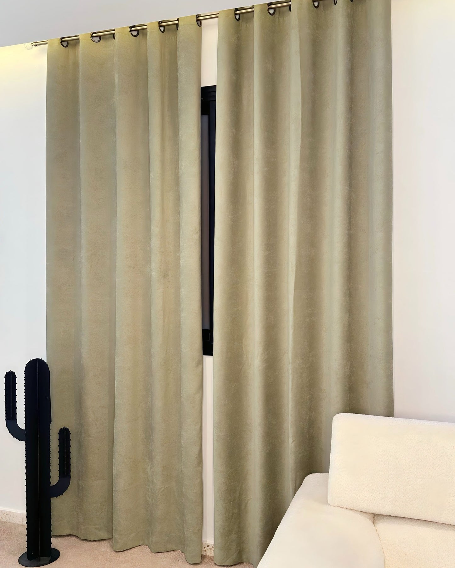 Rideaux Sable du Désert - Prêt à poser avec anneaux en acier bronze