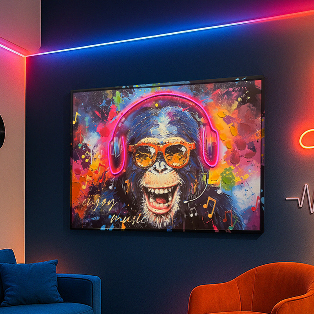 Tableau Décoratif chimpanzé urbain Led Affiche Murale Moderne salon chambre bureau Tunisie