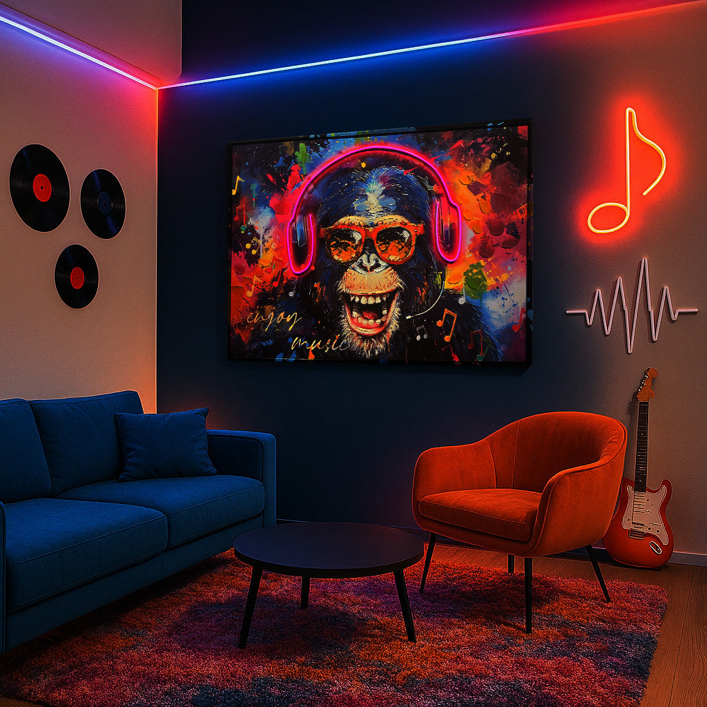 Tableau Décoratif chimpanzé urbain Led Affiche Murale Moderne salon chambre bureau Tunisie
