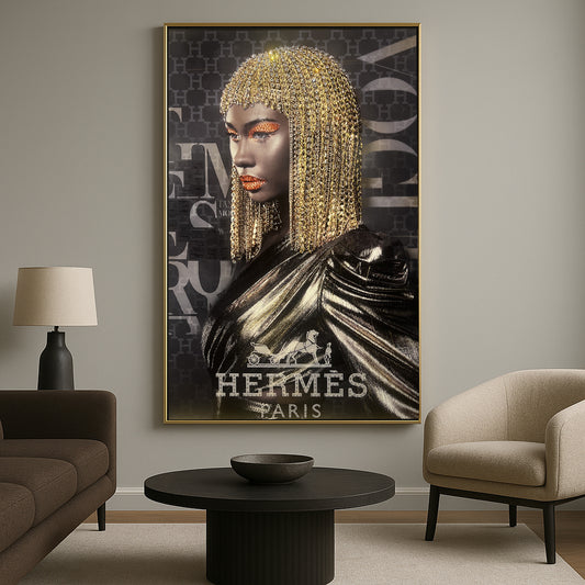 Tableau Décoratif Divine Elegance Haute Couture Affiche Murale luxueux Cadre Verre Cristaux Moderne salon chambre bureau Tunisie