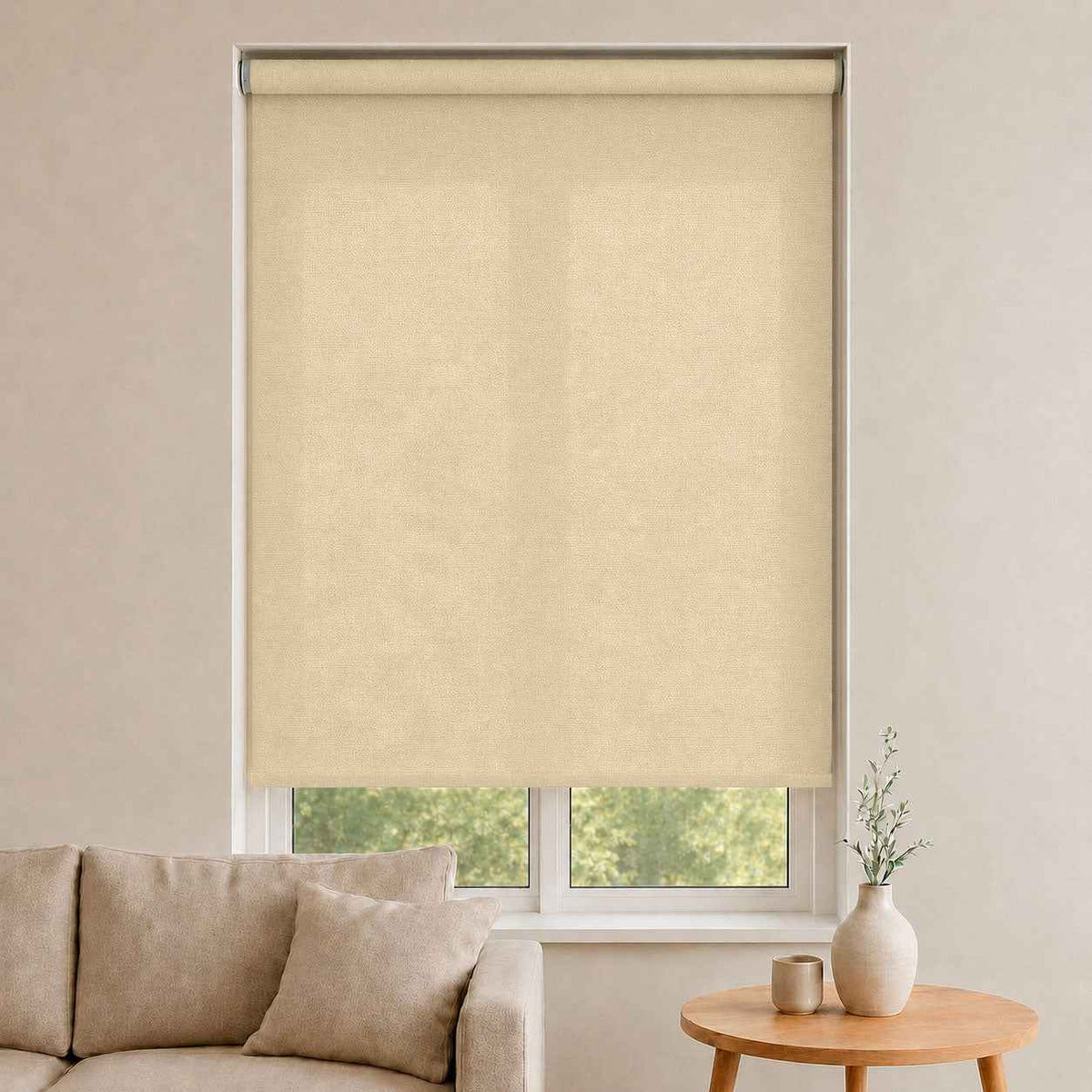 Store Screen Enrouleur Beige Lin Clair LK-132 Sur Mesure