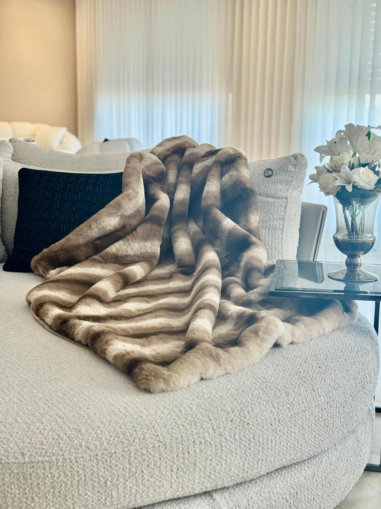 Plaid Fausse Fourrure Luxueux - Couverture Ultra Douce Décoration Maison