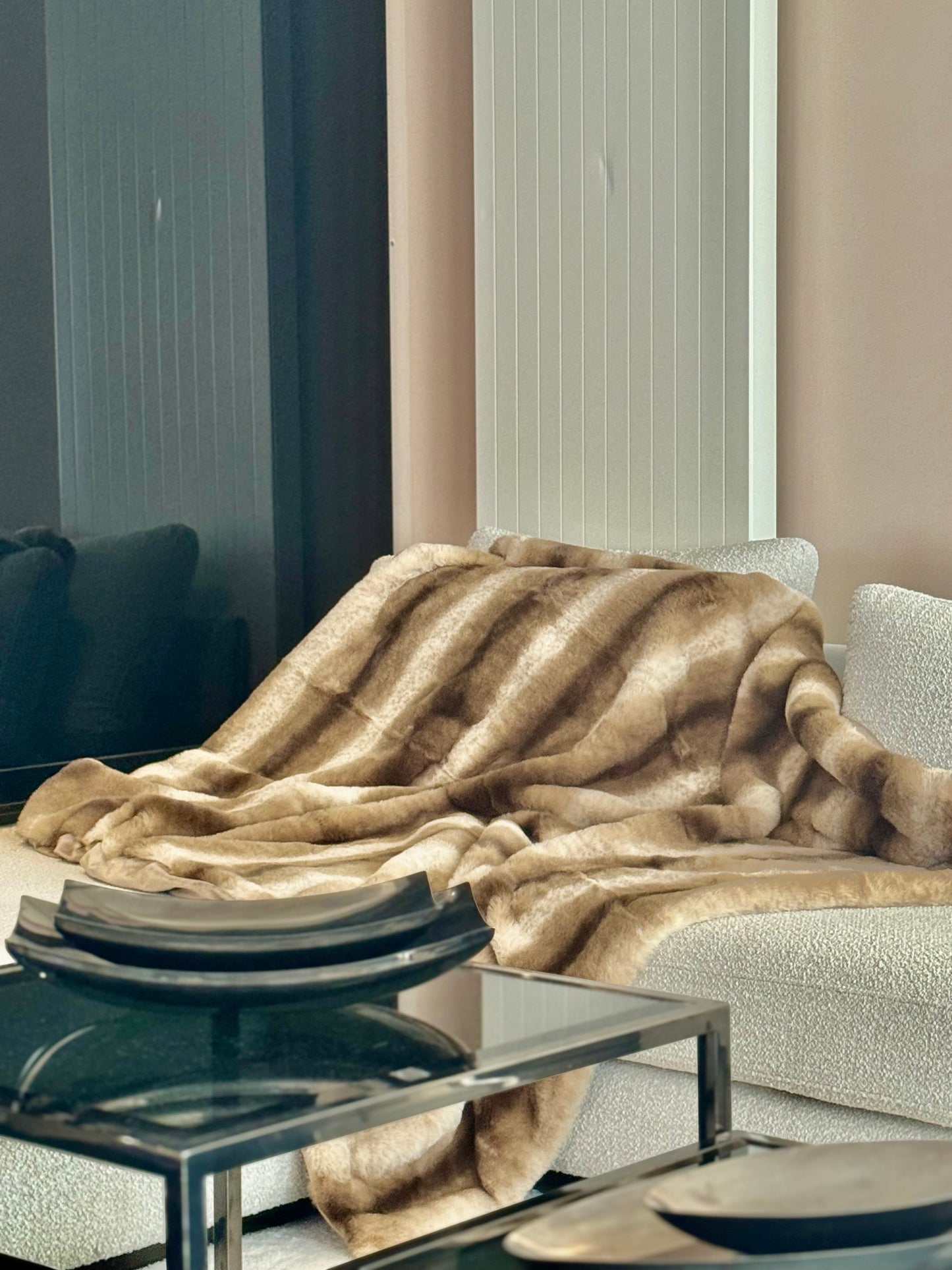 Plaid Fausse Fourrure Luxueux - Couverture Ultra Douce Décoration Maison