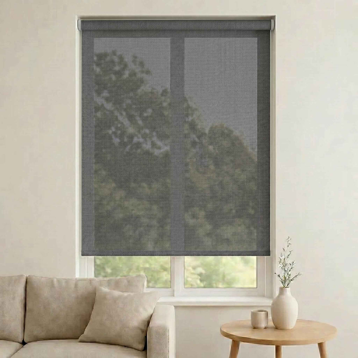 Store Screen Enrouleur Gris Ardoise Tissé Fin SC-83-Plus Sur Mesure