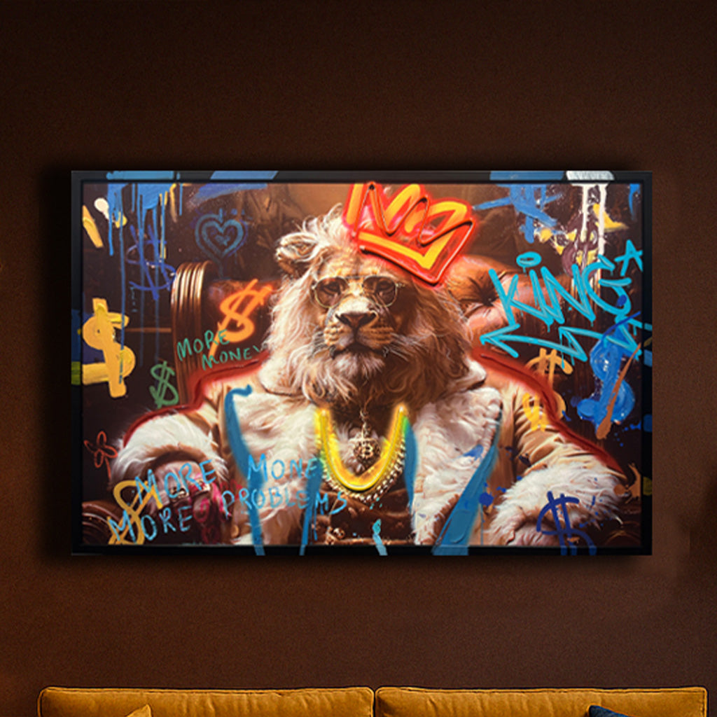 Tableau Décoratif lion Royal Pouvoir Led Affiche Murale Moderne salon chambre bureau Tunisie