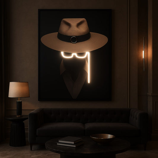 Tableau Décoratif Silhouette Minimaliste Chapeau Affiche Murale Led Moderne salon chambre bureau Tunisie