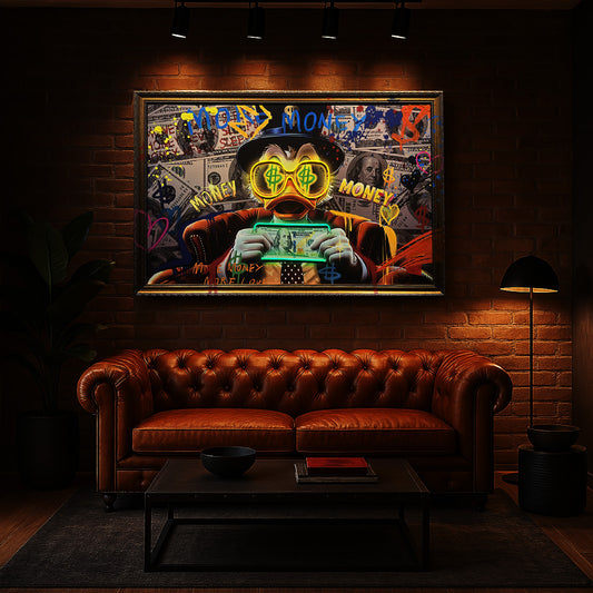Tableau Décoratif scrooge McDuck bitcoin Led Affiche Murale Moderne salon chambre bureau Tunisie