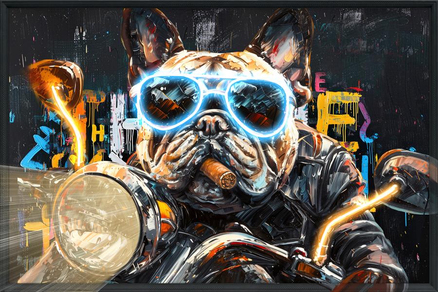 Tableau Décoratif buldog biker Led Affiche Murale Moderne salon chambre bureau Tunisie