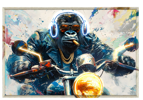 Tableau Décoratif Gorille Biker Led Affiche Murale Moderne salon chambre bureau Tunisie