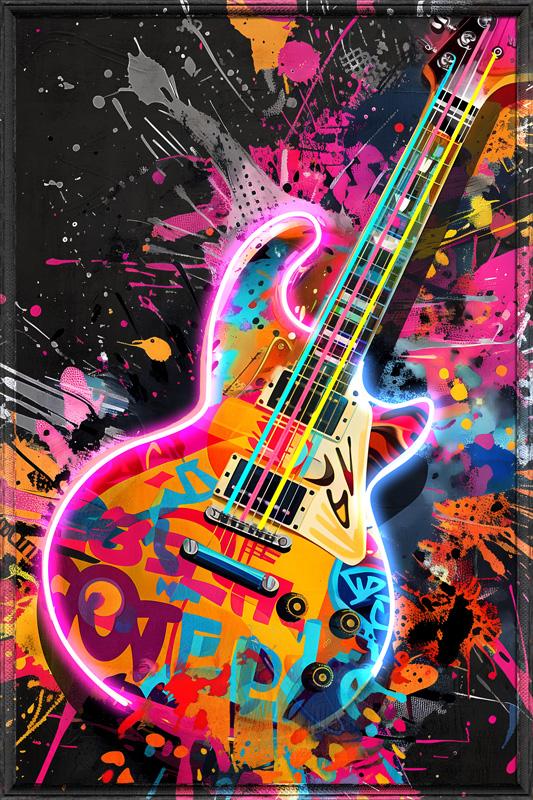 Tableau Décoratif Guitare Electrique Led Affiche Murale Moderne salon chambre bureau Tunisie
