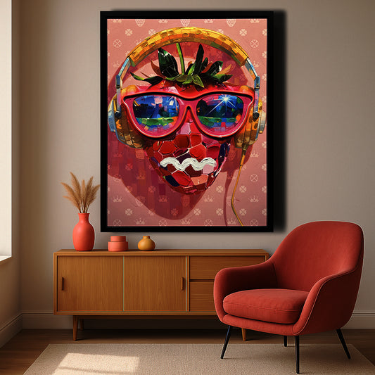 Tableau Décoratif Fraise Artistique Led Affiche Murale Moderne salon chambre bureau Tunisie