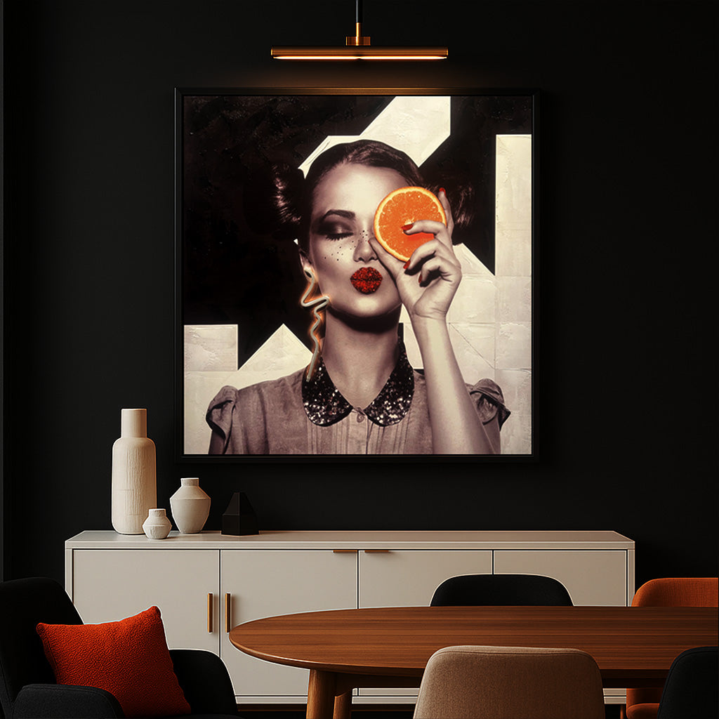 Tableau Décoratif Orange eclipse Led Affiche Murale Moderne salon chambre bureau Tunisie