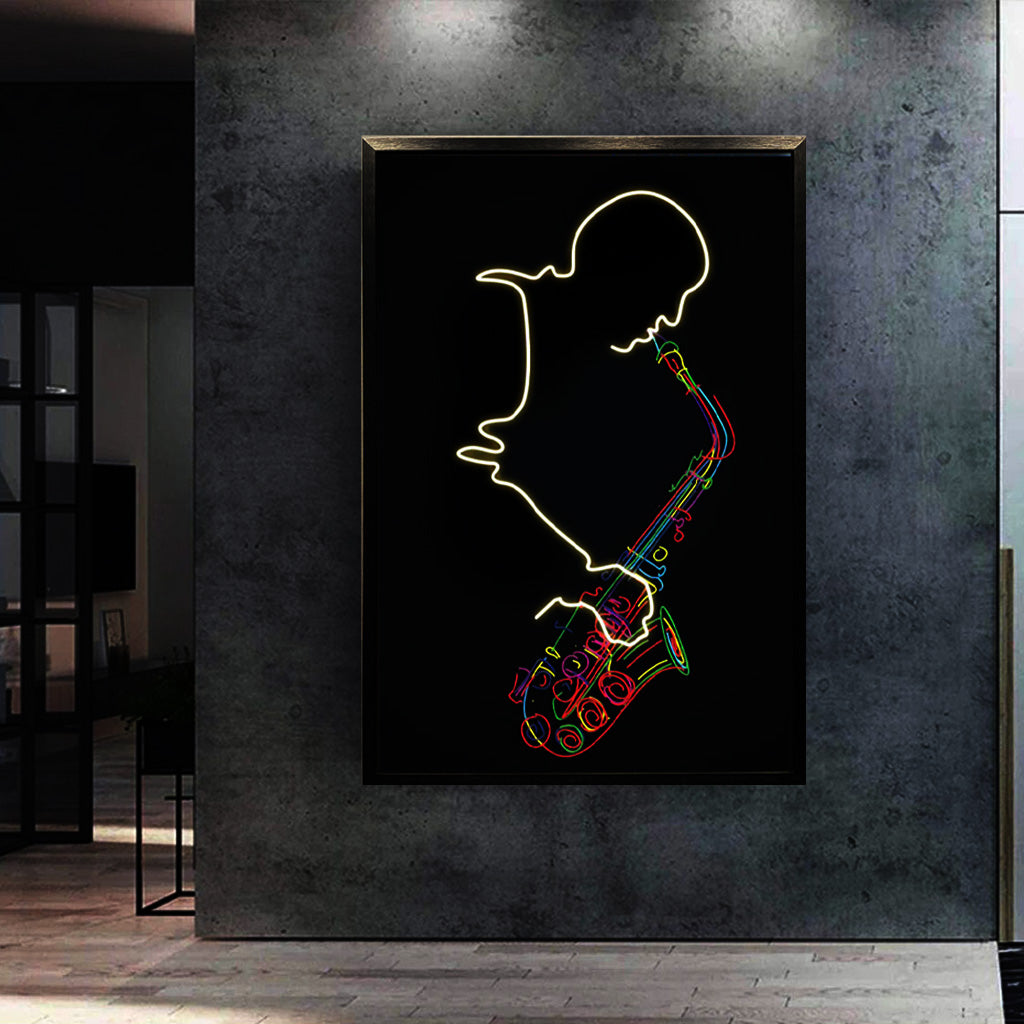 Tableau "Jazz Lumineux" - Œuvre d'Art Originale avec LED - Art Contemporain Musical