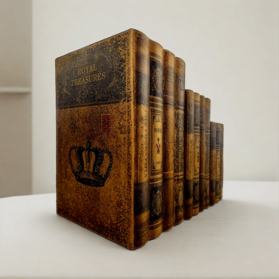 Lot de 3 Boîtes de Rangement Décoratives Vintage - Faux Livres Anciens pour Décoration Intérieure