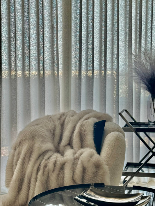 plaid fausse fourrure beige rayure ondulée haute qualité ultra doux couverture confortable salon jeté décoration linge de maison