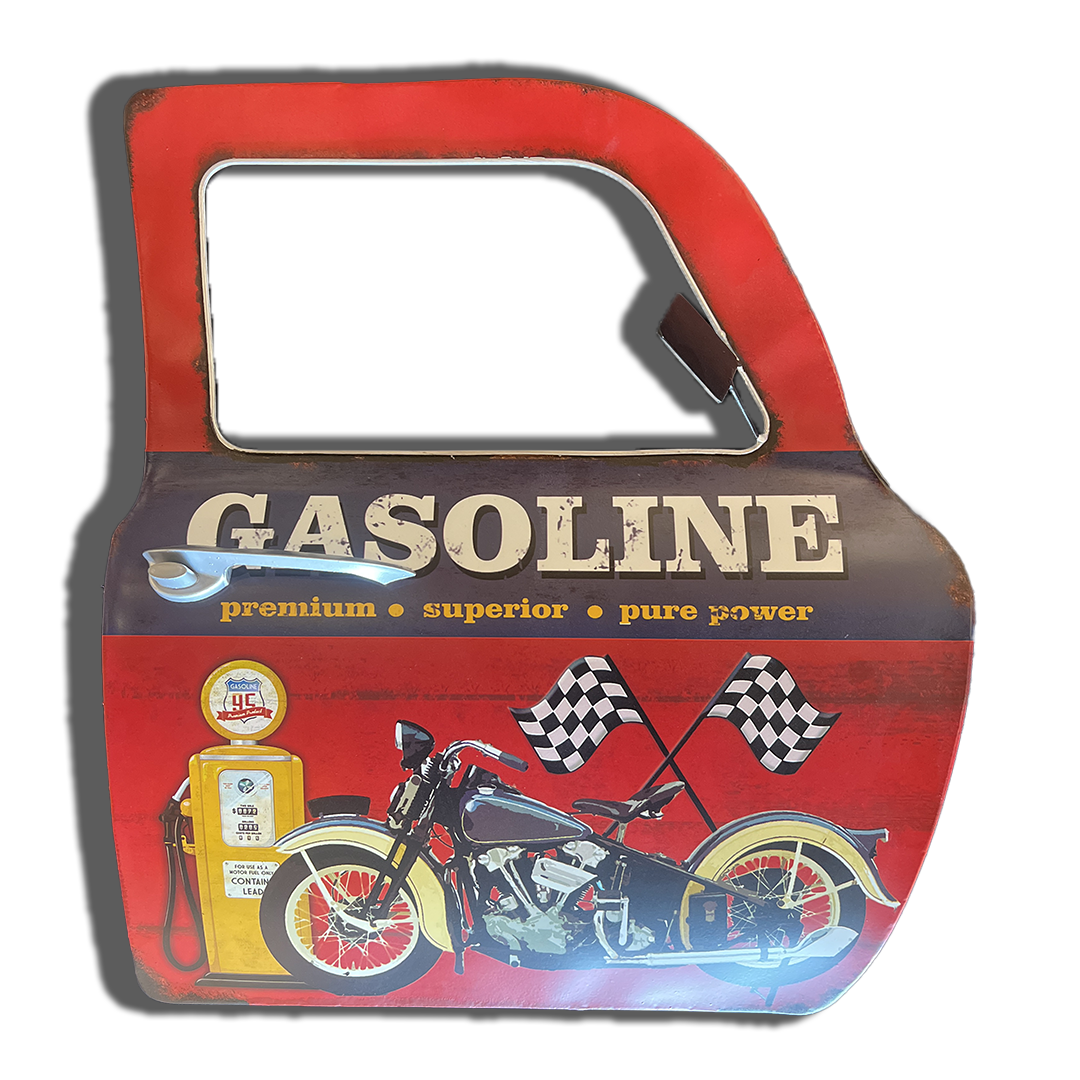 Plaque Métallique forme porte voiture gasoline Décoration Murale Américaine Vintage bar garage café coffeshop restaurant vintage Idée Cadeau Tunisie