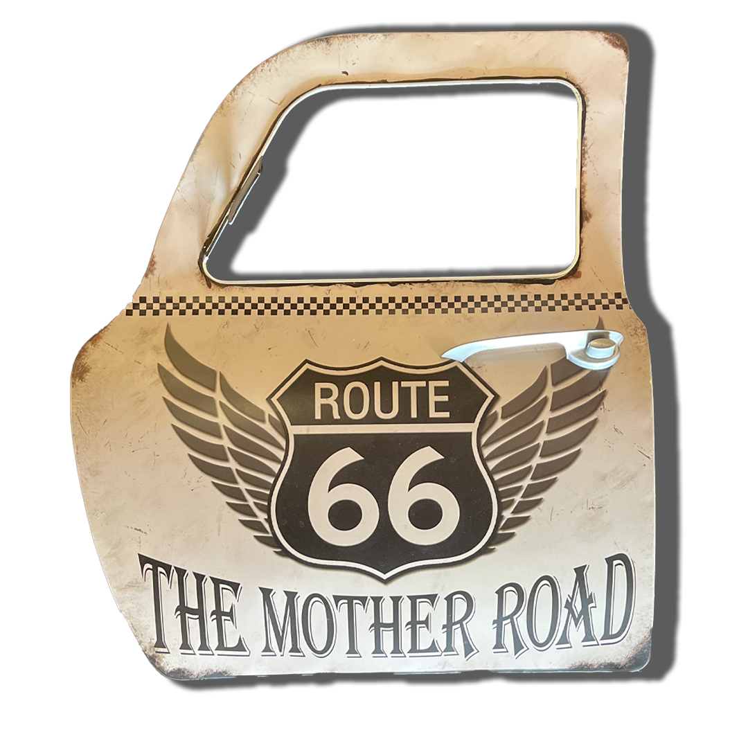 Plaque Métallique forme porte voiture route 66 Décoration Murale Américaine Vintage bar garage café coffeshop restaurant vintage Idée Cadeau Tunisie