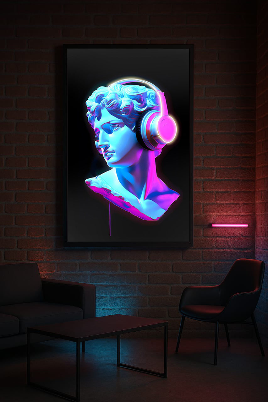 Tableau Décoratif Neon Apollo Glamour Affiche Art Mural Led Moderne tendance salon chambre bureau Tunisie