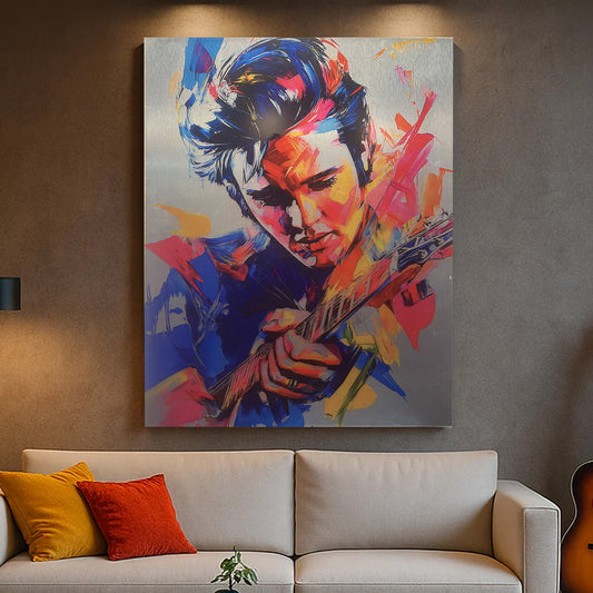 Elvis Presley Pop Art - Tableau Musical Contemporain Multicolore