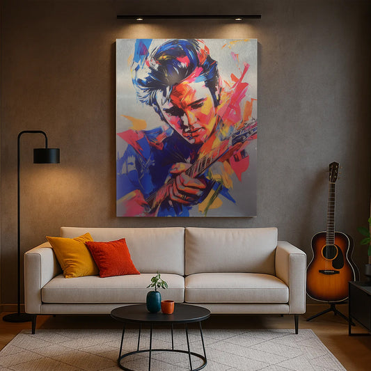 Elvis Presley Pop Art - Tableau Musical Contemporain Multicolore