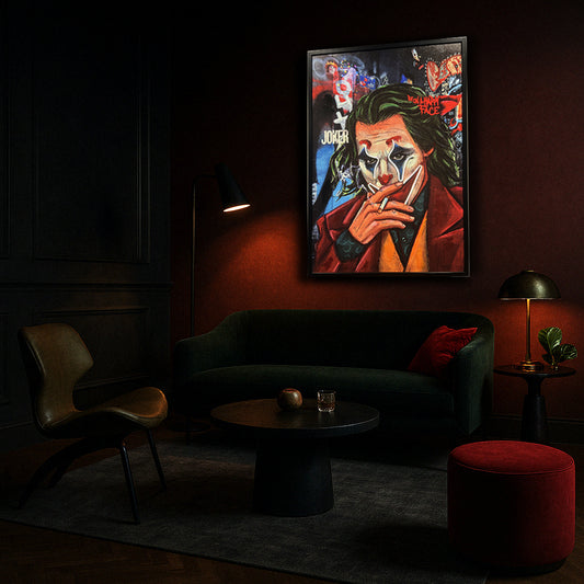 Tableau Portrait Joker- Art Mural LED - graffiti vibrant et expression urbaine