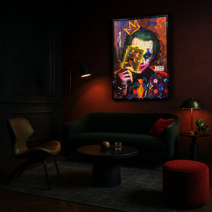 Tableau Double Joker - Art Mural LED - Graffiti artistique et portrait expressif