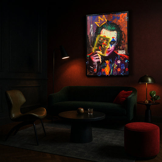 Tableau Double Joker - Art Mural LED - Graffiti artistique et portrait expressif