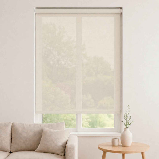 Store Screen Enrouleur Écru Doux Uni A-47 Sur Mesure
