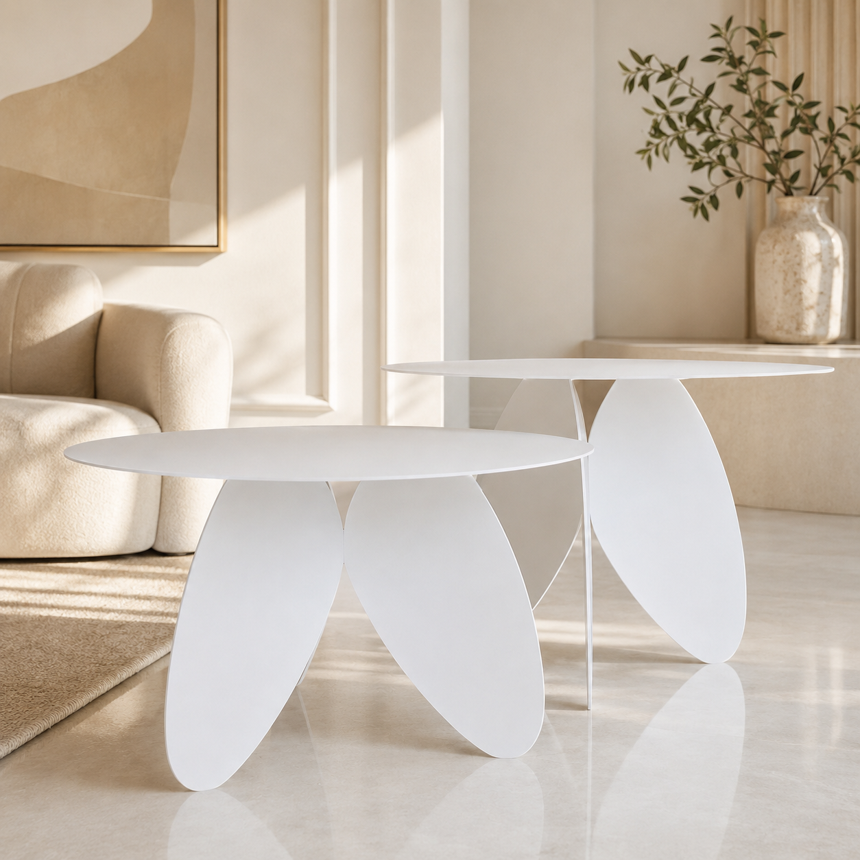 Table Basse Sculpturale Blanche