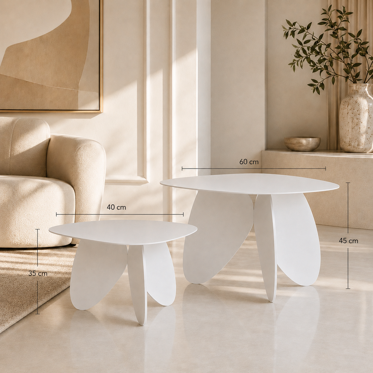 Table Basse Sculpturale Blanche