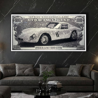 Tableau Décoratif  Ferrari 250 GTO Moderne Affiche Murale luxueux Cadre Verre Cristaux Moderne salon chambre bureau Tunisie 