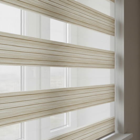 Store Zebra Plissé Uni Écru Beige DP-28 Sur Mesure