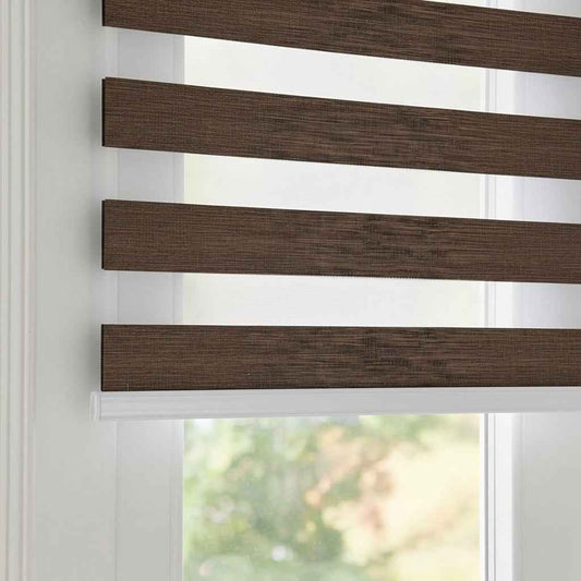 Store Zebra Uni Effet Lin Marron Effet Bois DS-38 Sur Mesure