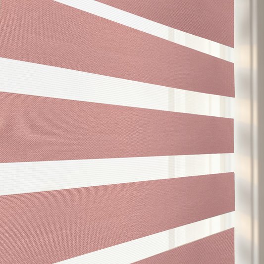 Store zebra uni coloris saumon doux réf. FM-224, store jour nuit sur mesure Bargaoui Rideaux