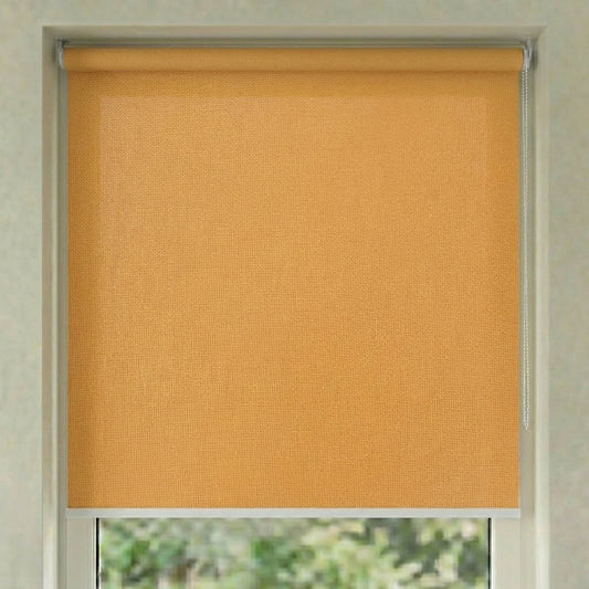 Store screen enrouleur coloris orange doré réf. H-914, toile 75% Black-out sur mesure Bargaoui Rideaux