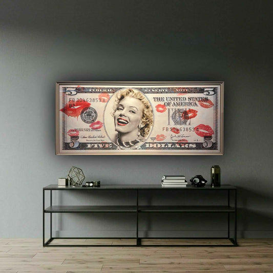 Tableau Icône Glamour Femme en  Billet Art - Décoration Murale Pop Art Moderne