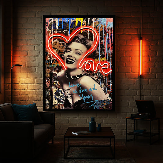 Tableau Contemporain - LOVE Marilyn – LED - Décoration Murale Tendance