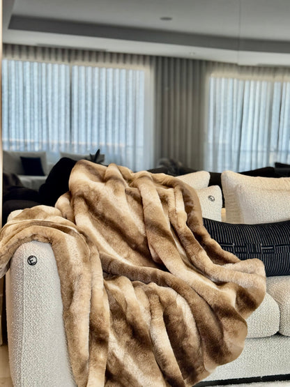 Plaid Fausse Fourrure Luxueux - Couverture Ultra Douce Décoration Maison