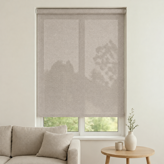 Store Screen Enrouleur Gris Ivoire Rayé R-708 Sur Mesure