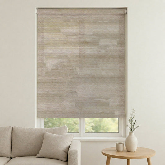 Store Screen Enrouleur Grège Effet Lin R-605 Sur Mesure
