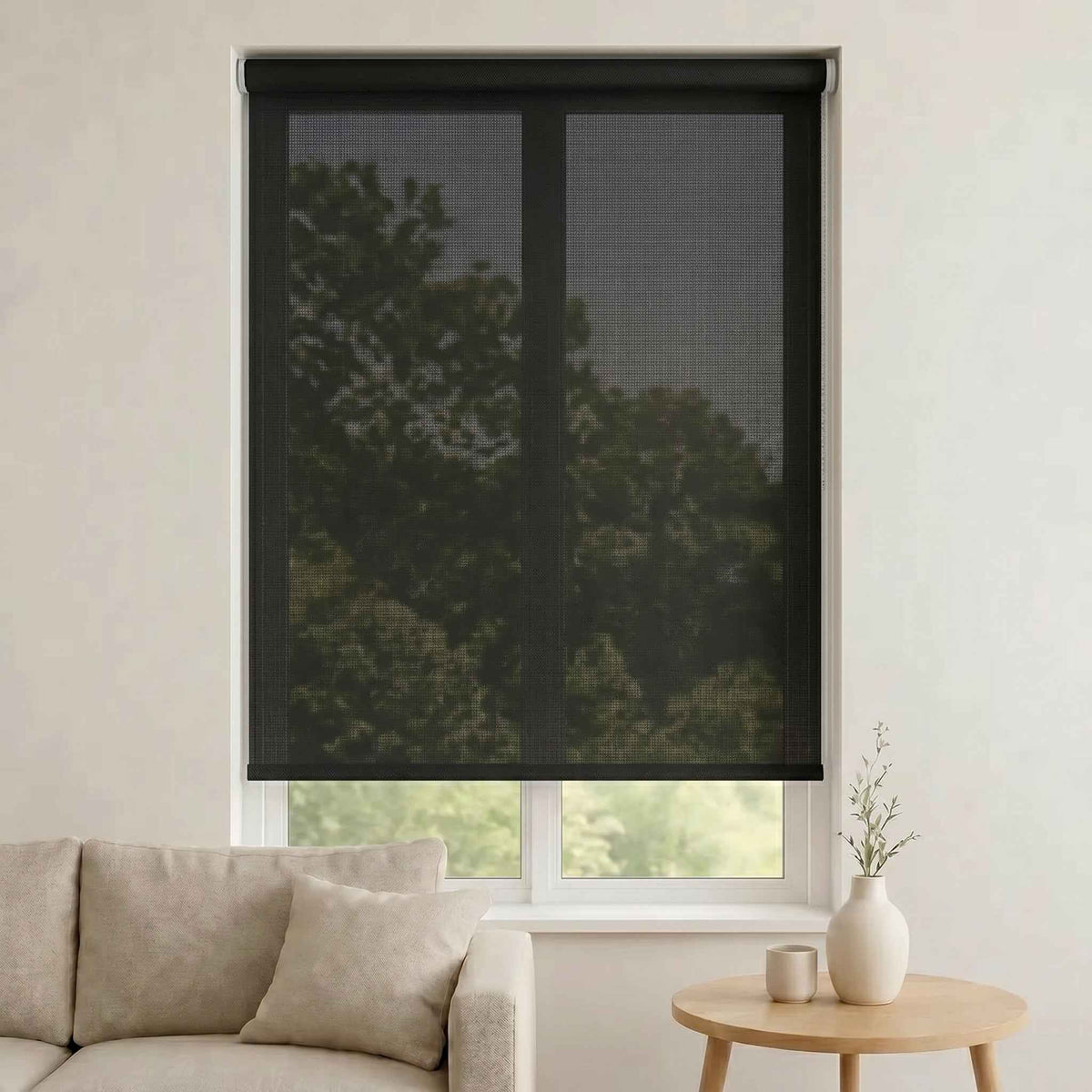 Store Screen Enrouleur Noir Profond Texturé SC-58 Sur Mesure