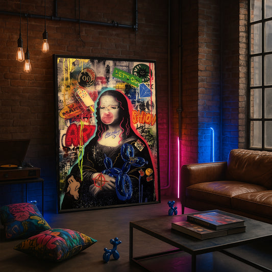 Tableau Décoratif Monalisa remix Affiche Murale Cadre Verre Moderne salon chambre bureau Tunisie