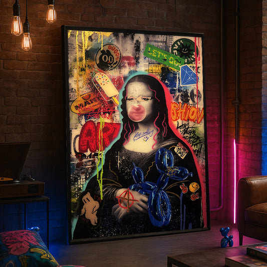 Tableau Décoratif Monalisa remix Affiche Murale Cadre Verre Moderne salon chambre bureau Tunisie