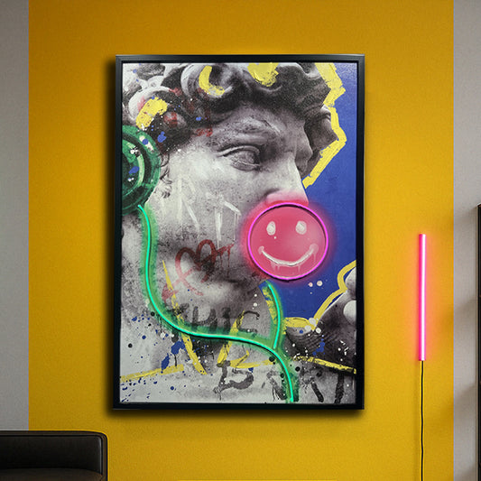 Tableau Décoratif David Smile Pop Art Led Affiche Murale Moderne salon chambre bureau Tunisie