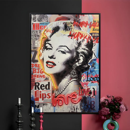 Tableau Décoratif Marilyn Red Lips Led Affiche Murale Moderne salon chambre bureau Tunisie