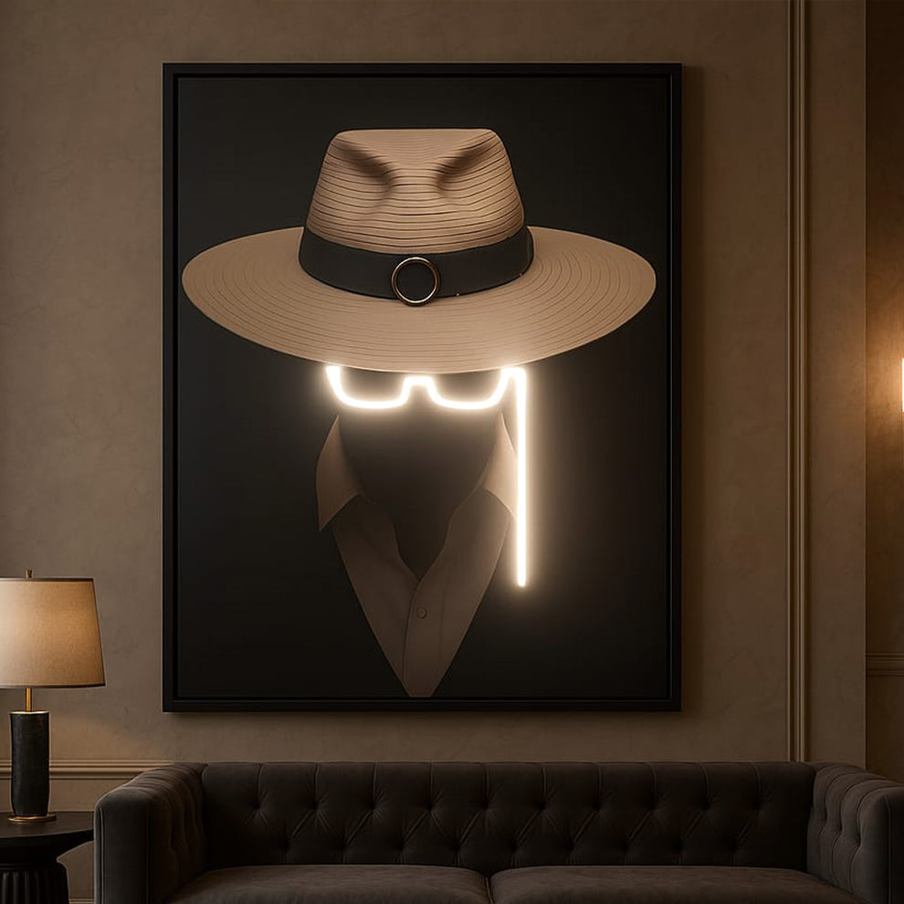 Tableau L'Homme Mystère | LED | Décoration contemporaine | minimaliste ...