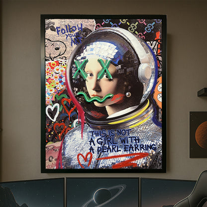 Tableau Décoratif Astronaute Perle Led Affiche Murale Moderne salon chambre bureau Tunisie