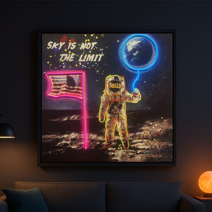 Tableau Décoratif Astronaute Ballon Terre Led Affiche Murale Moderne salon chambre bureau Tunisie