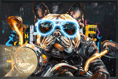Tableau Décoratif buldog biker Led Affiche Murale Moderne salon chambre bureau Tunisie
